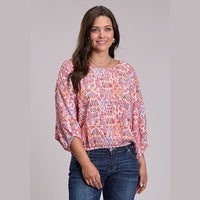 ROPER WOMENS AZTEC PATCHWORK RAYON CHALLIS BLOUSE
