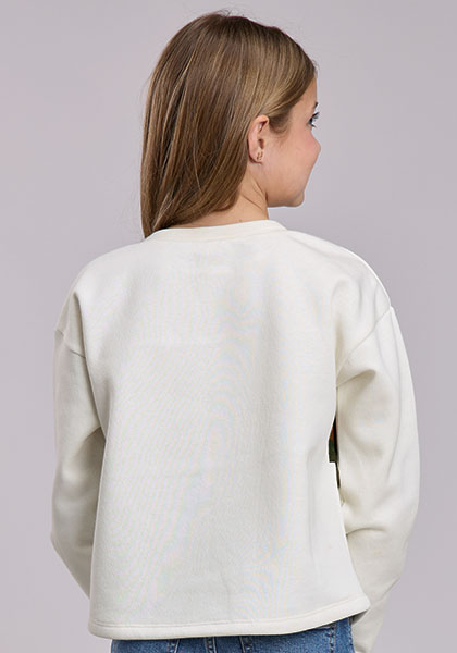 ROPER GIRLS PRINTED COTTON FLEECE CREW NECK PULLOVER