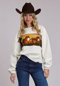 ROPER WOMENS COTTON FLEECE CREW NECK PULL OVER