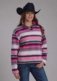 ROPER WOMENS POLAR FLEECE PRINTED PULLOVER - PINK