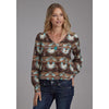 ROPER WOMENS LONG SLEEVE AZTEC PRINT SHIRT