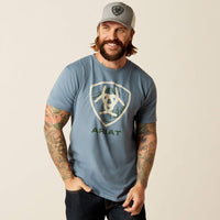 ARIAT MENS ROCKY PEAK TEE SHIRT - LIGHT DENIM