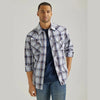 WRANGLER MENS RETRTO NAVY PLAID WESTERN SHIRT