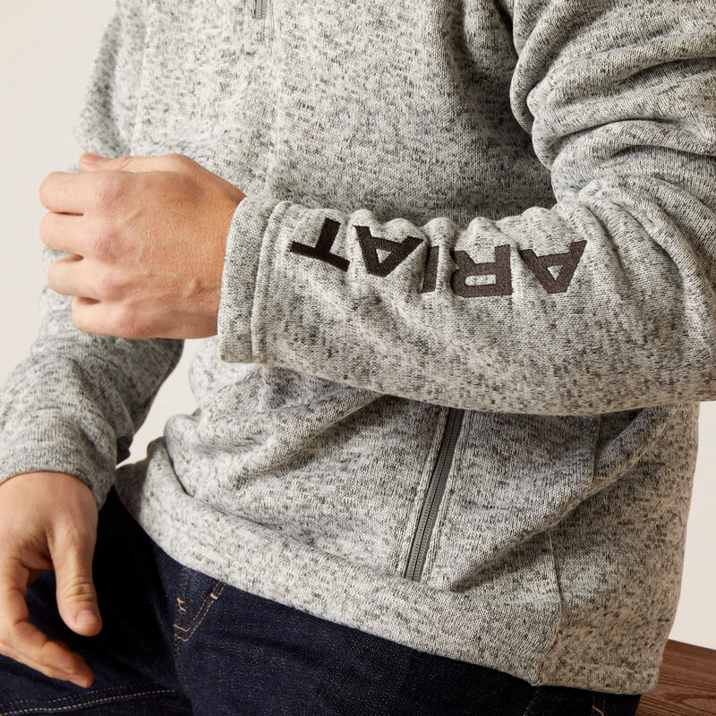 ARIAT CALDWELL LOGO 1/4 ZIP SWEATER - NULLA HEATHER