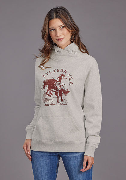 ROPER WOMENS LADY BRONC HOODIE - OFF WHITE