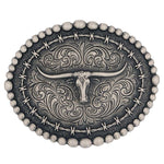 MONTANA ATTITUDE BUCKLE - RUSTIC BARBED WIRE LONGHORN
