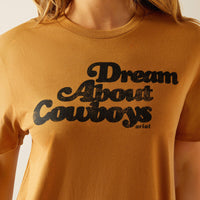 ARIAT WOMENS DREAM ABOUT COWBOYS TEE SHIRT - HARVEST GOLD
