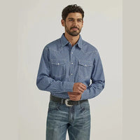 WRANGLER MENS COMPETITION WESTERN SHIRT - BLUE