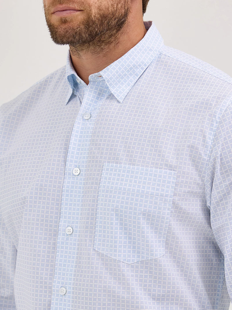 WRANGLER MENS CODY JOHNSON BUTTON DOWN SHIRT - PALE BLUE