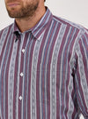 WRANGLER MENS CODY JOHNSON BUTTON DOWN SHIRT - MAUVE STRIPES