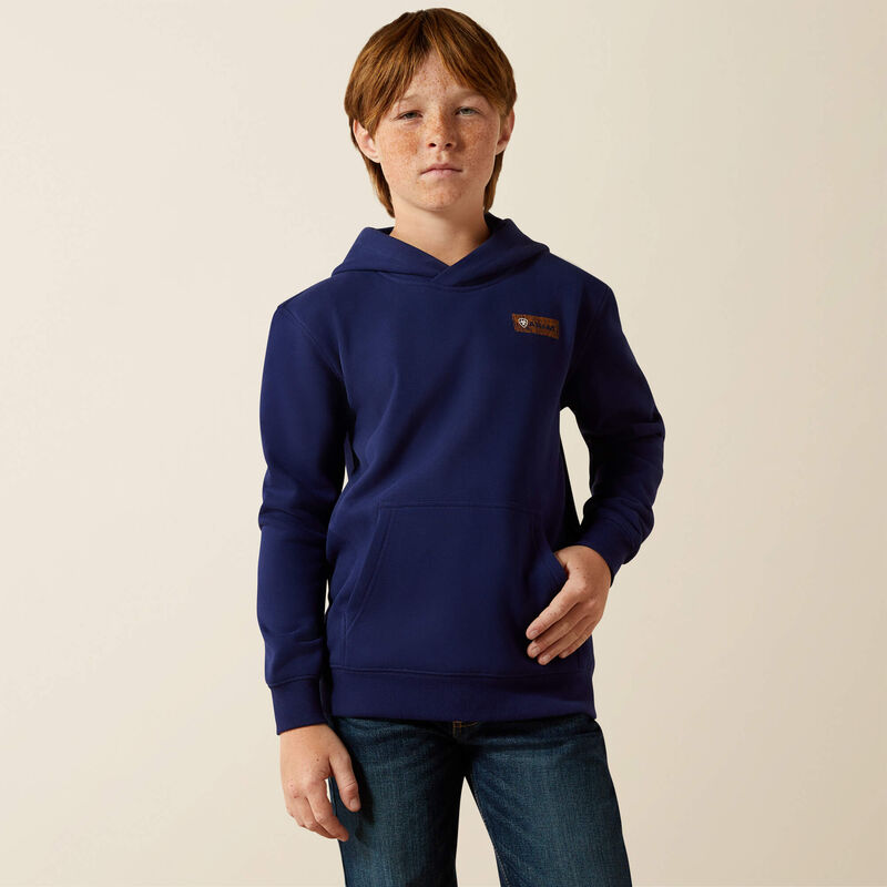 ARIAT BOYS WOODSHOP STACK HOODIE - NAVY