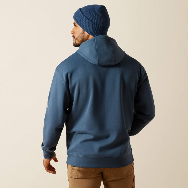 ARIAT MENS REBAR GRAPHIC HOODIE - ORION BLUE