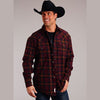 STETSON MENS WINE FLANNEL PLAID SHIRT