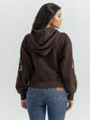 WRANGLER WOMENS RETRO PUNCHY HOODIE - DARK BROWN