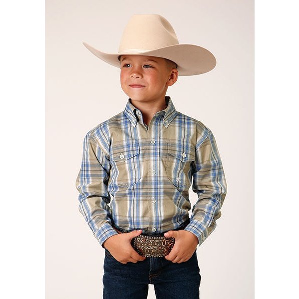 ROPER BOYS SANDY PLAID WESTERN SHIRT