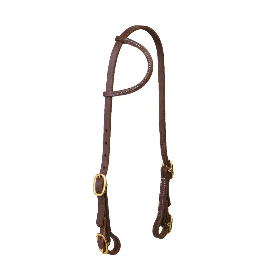 Weaver Leather Working Tack Single-Ply Headstall with Buckle Ends - Brass Buckles