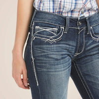 Ariat Womens R.E.A.L. Mid Rise Stretch Entwined Boot Cut Jean - Marine