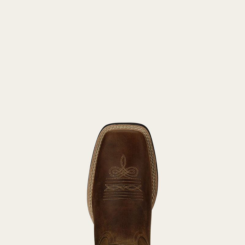 Ariat Womens Round Up Wide Square Toe Western Boot  - Powder Brown