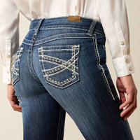 Ariat Womens Trouser Mid Rise Stretch Entwined Wide Leg Jean - Marine