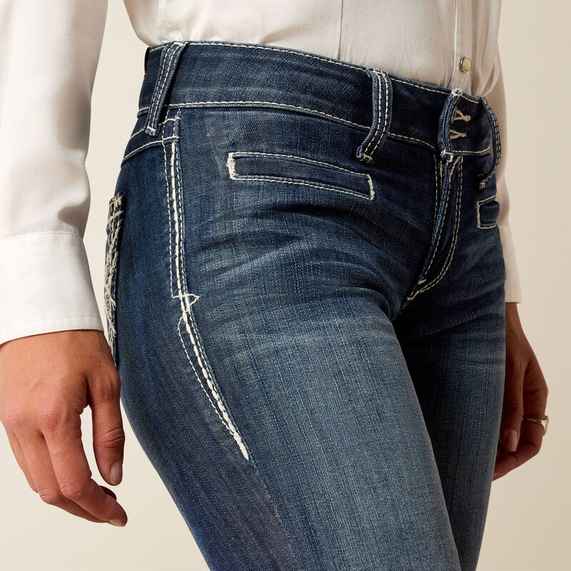 Ariat Womens Trouser Mid Rise Stretch Entwined Wide Leg Jean - Marine