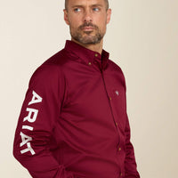 Ariat Mens Team Logo Twill Fitted Shirt - Burgundy