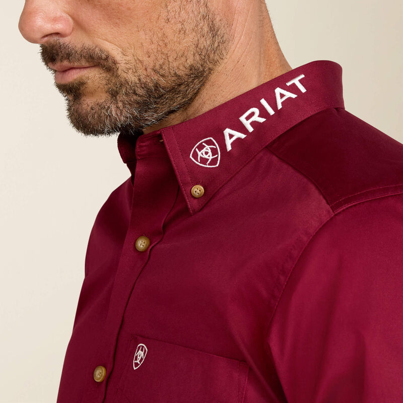 Ariat Mens Team Logo Twill Fitted Shirt - Burgundy