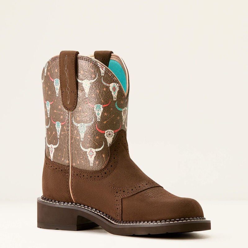 Ariat Womens Fatbaby Heritage Farrah Western Boot - Boho Skull Print
