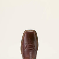 Ariat Womens Round Up Filly Wide Square Toe Western Boot - OILED TEAK|LOYAL BLUE