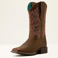 ARIAT WOMENS ROUNDUP STRETCHFIT WIDE SQUARE TOE WESTERN BOOT