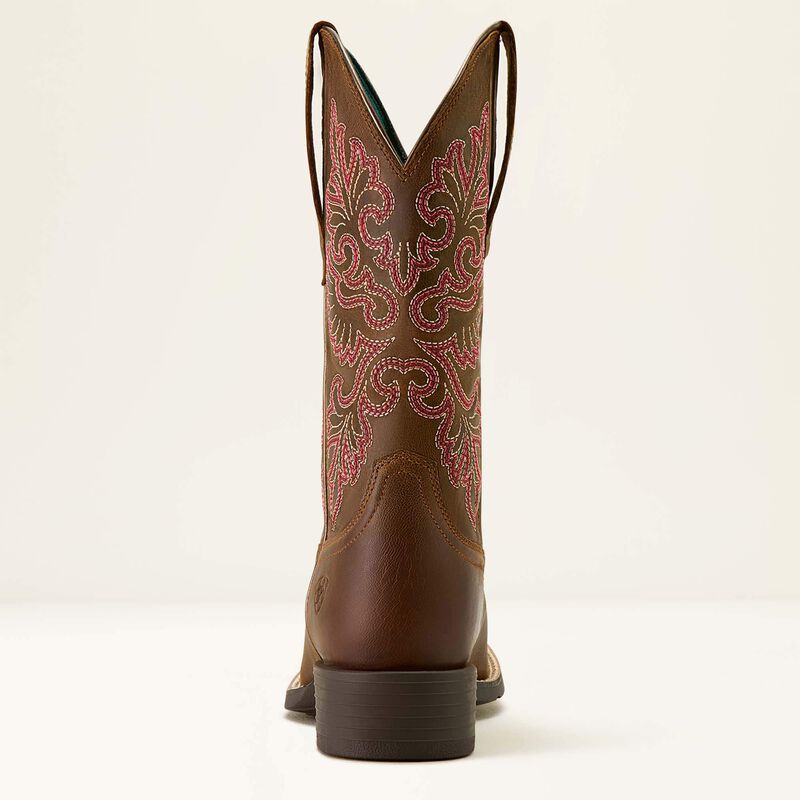 ARIAT WOMENS ROUNDUP STRETCHFIT WIDE SQUARE TOE WESTERN BOOT