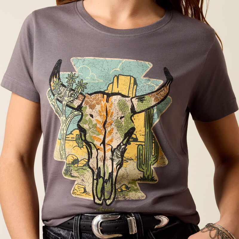 Ariat Womens Desert Steer T-Shirt - Charcoal