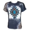 WESTERN TEE SHIRTS - TURQUOISE BEAD AZTEC