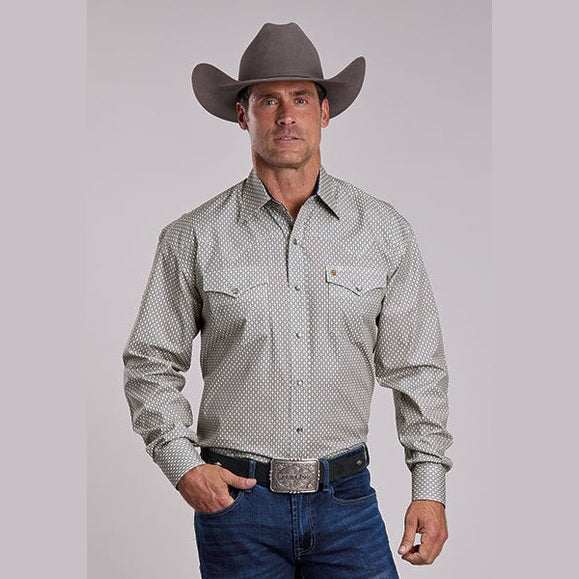 Stetson Men Snap Shirt - Runnin gDiamonds Print