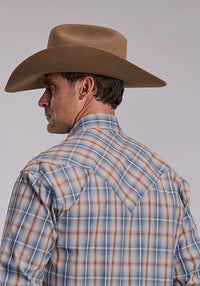 STETSON MENS SNAP 2 POCKET PLAID SHADOW DOBBY PLAID