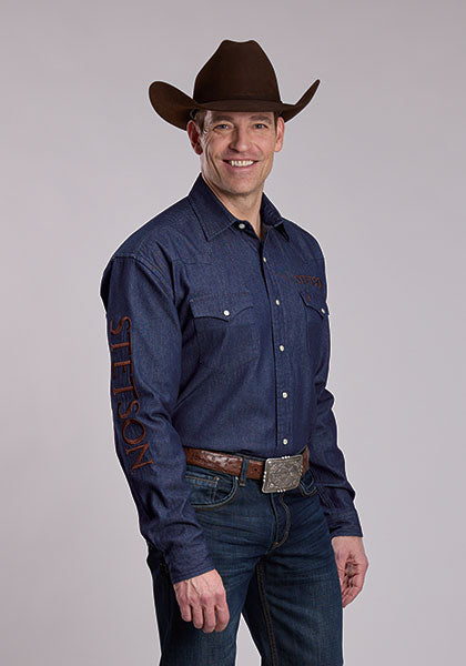 Stetson Mens Logo Shirt - Denim