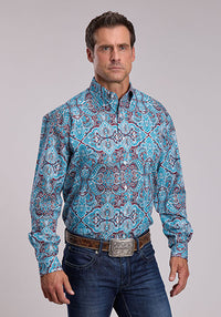 Stetson Mens Willow Paisley Print Shirt - Blue