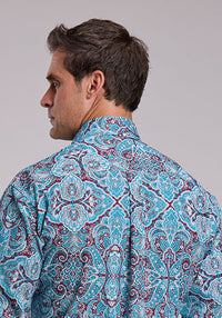 Stetson Mens Willow Paisley Print Shirt - Blue