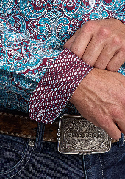 Stetson Mens Willow Paisley Print Shirt - Blue