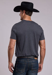 STETSON MENS RODEO BRONC SCREEN PRINT TEE SHIRT - GREY
