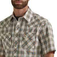 WRANGLER MENS RETRO SHORT SLEEVE SHIRT - BROWN