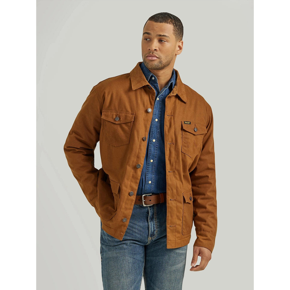 WRANGLER MENS WESTERN LINED CANVAS BARN COAT - HAY BALE