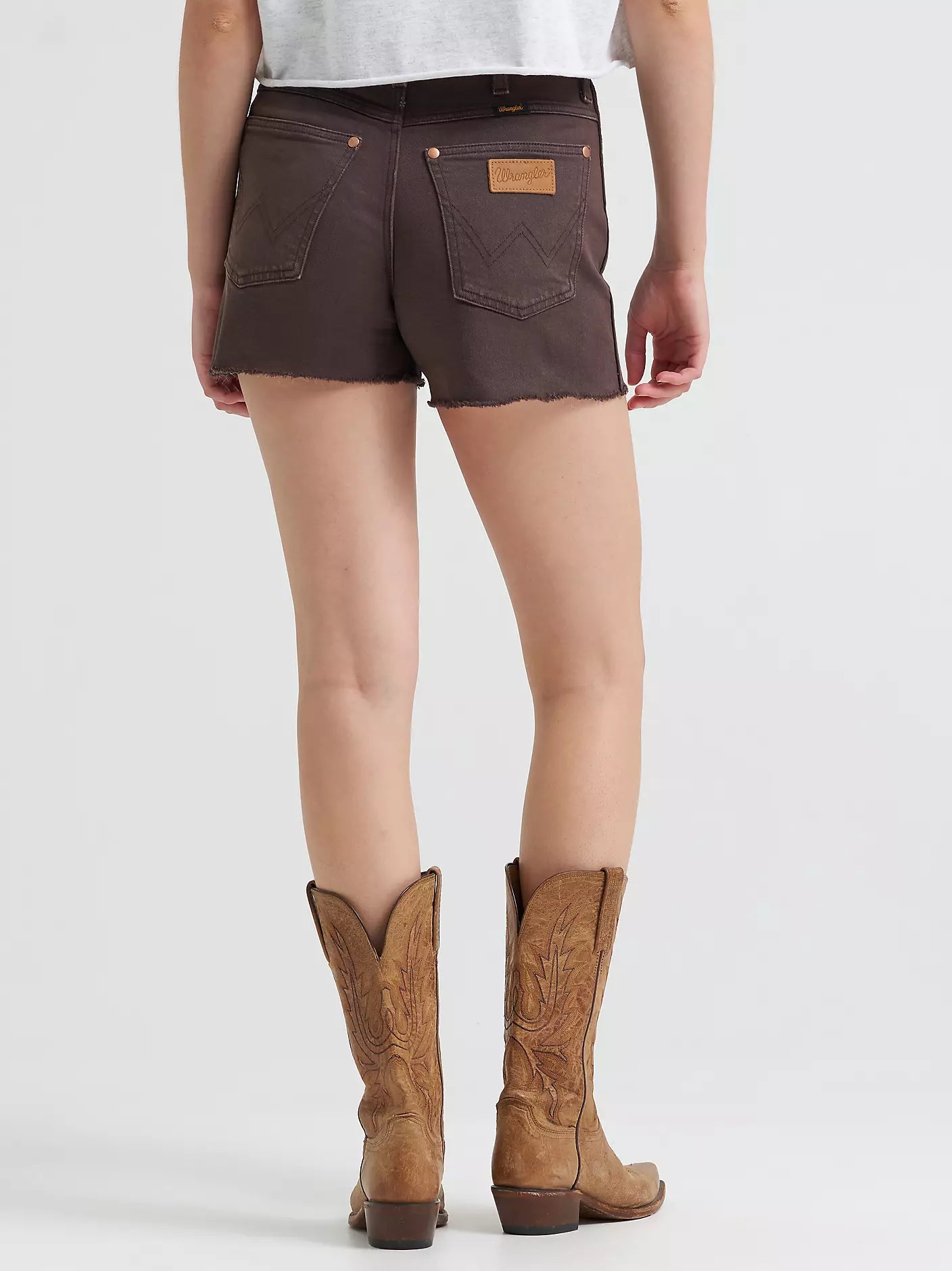 WRANGLER WOMENS COWBOY SHORTS - HIGH RISE - COCOA