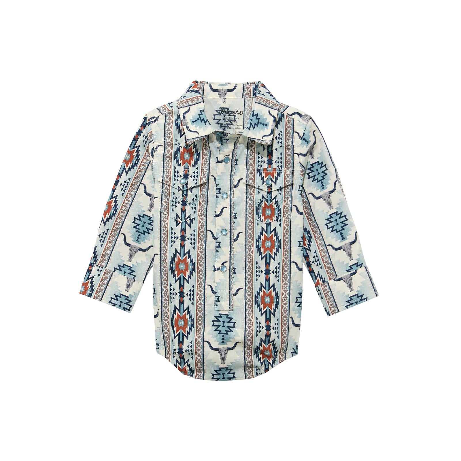 2026 - WRANGLER BABY BOY LONG SLEEVE BODYSUIT - BROWN MULTI