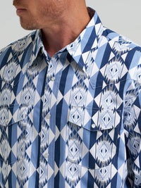 2026 - WRANGLER MENS CHECOTAH DRESS WESTERN SHIRT - BLUE
