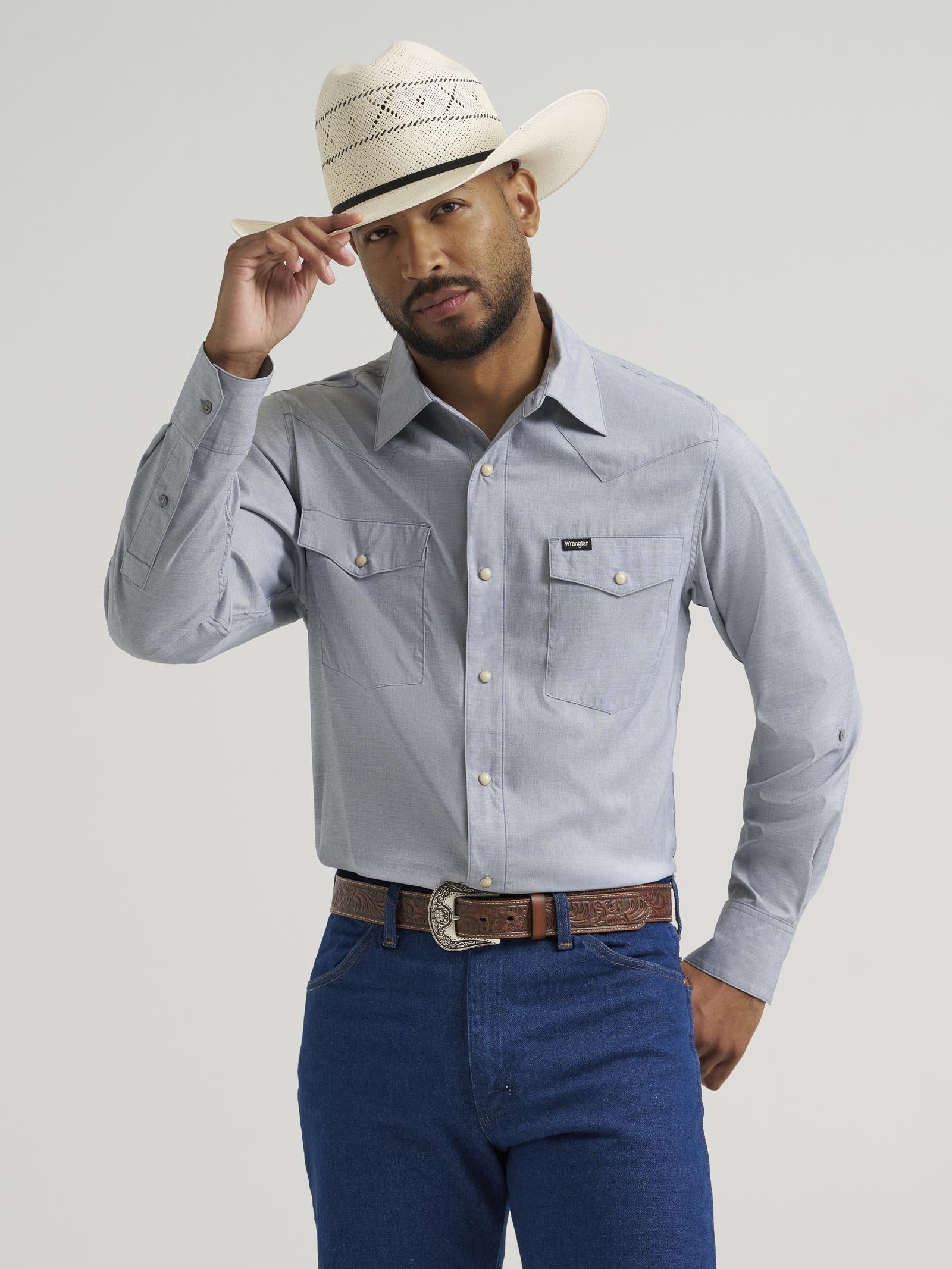 Wrangler Mens All Terrain Gear Drover Utility Shirt - Bering Sea