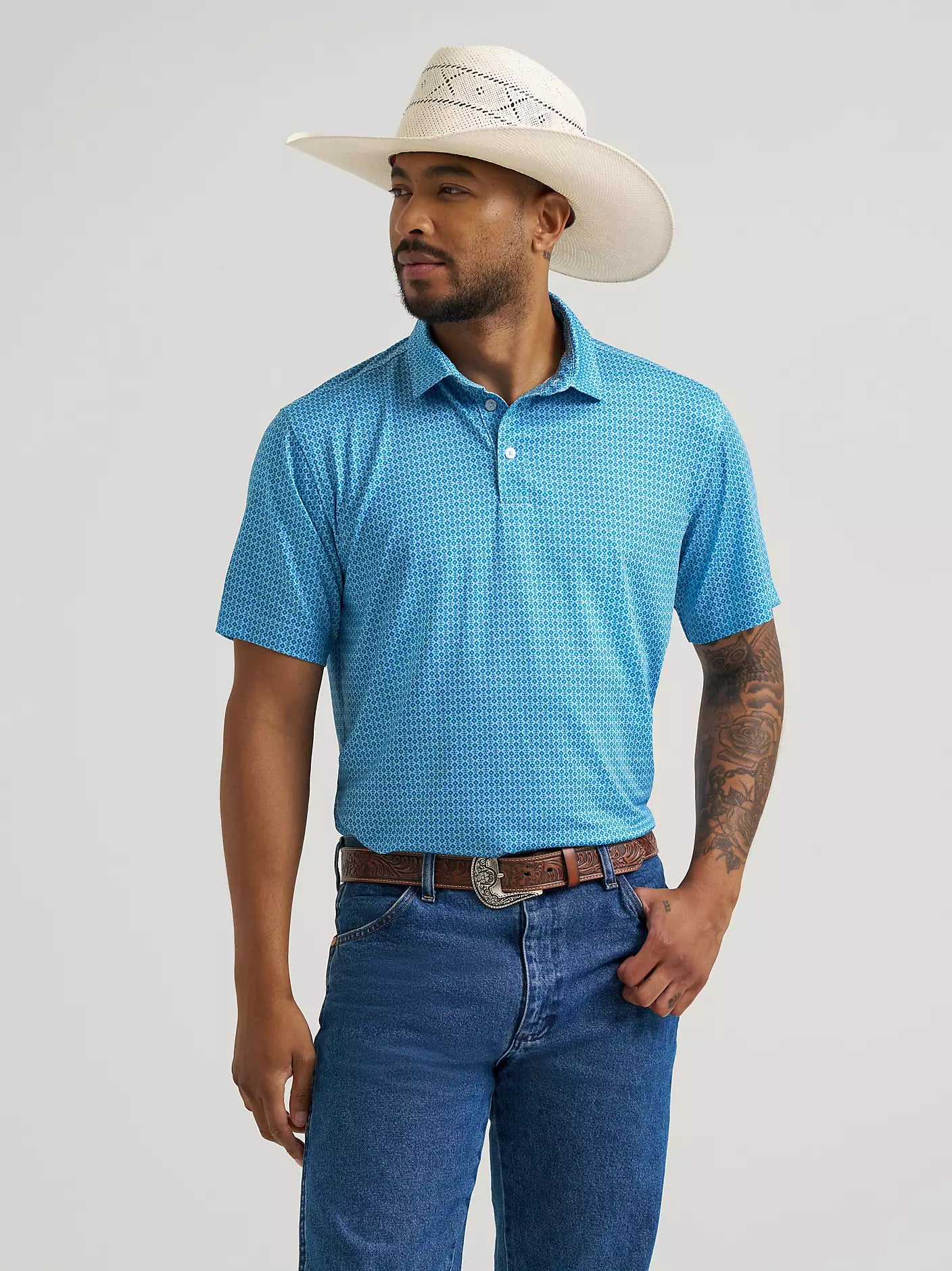 Wrangler All Terrain Gear Men's Performance Polo Shirt - Airy Blue