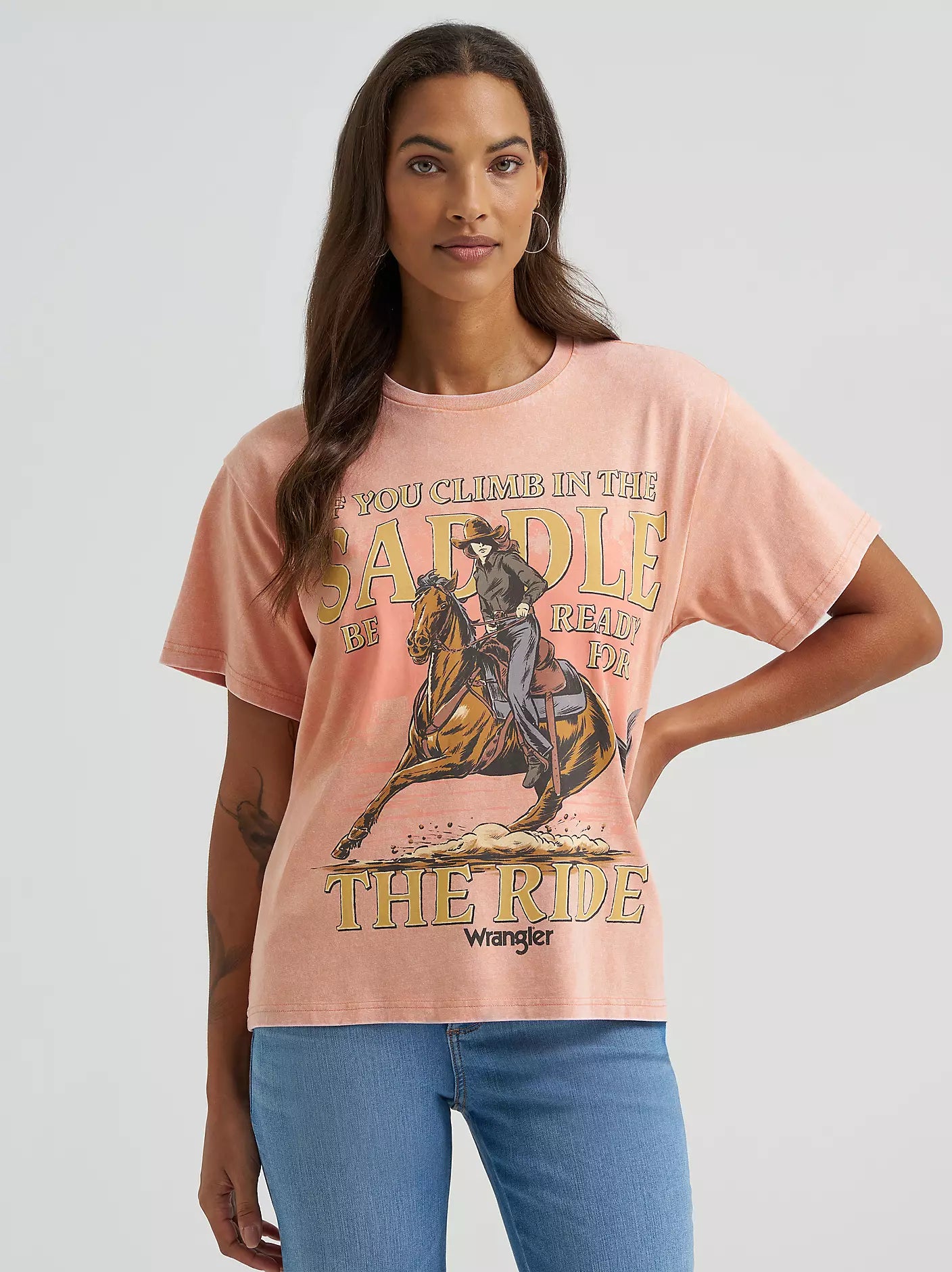 Wrangler Women Climb in the Saddle Girlfriend Graphic Tee