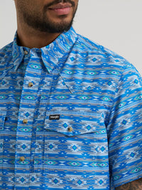 Wrangler Mens All Terrain Gear Print Performance Shirt - Cerulean