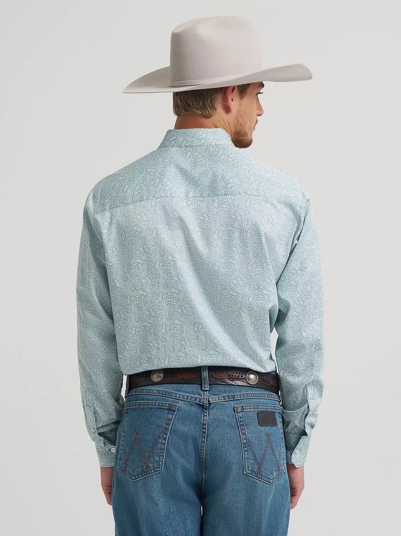 Wrangler Mens Cody Johnson One Pocket Button Down Shirt - Moss Paisley