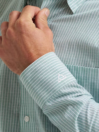 Wrangler Mens Cody Johnson One Pocket Button Down Shirt - Moss Stripe